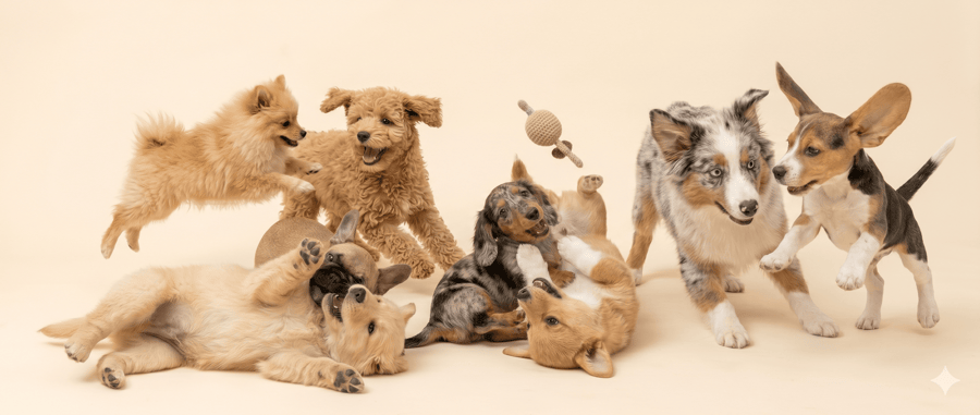 Happy vet-checked puppies for sale at Perfect Little Puppies in Pearland